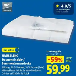 Lidl HÄUSSLING Dauneneinzieh-/ Sommerdaunendecke Angebot