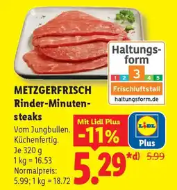 Lidl METZGERFRISCH Rinder-Minutensteaks Angebot