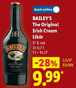 Lidl BAILEYS The ORIGINAL Irish Cream Likör Angebot