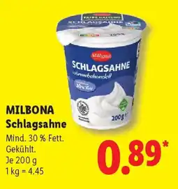 Lidl MILBONA Schlagsahne Angebot