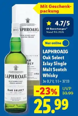 Lidl LAPHROAIG Oak Select Islay Single Malt Scotch Whisky Angebot