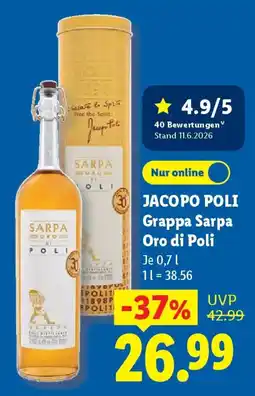 Lidl JACOPO POLI Grappa Sarpa Oro di Poli Angebot