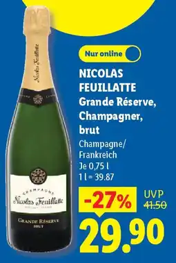 Lidl NICOLAS FEUILLATTE Grande Réserve, Champagner, brut Angebot