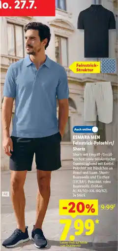 Lidl ESMARA MEN Feinstrick-Poloshirt/ Shorts Angebot