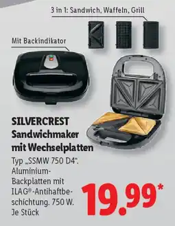 Lidl SILVERCREST Sandwichmaker mit Wechselplatten Angebot