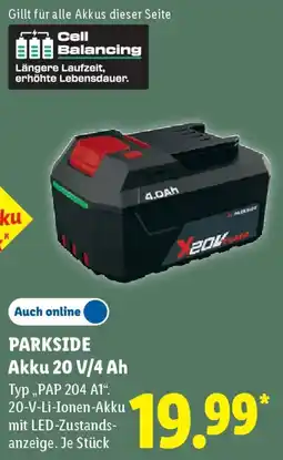 Lidl PARKSIDE Akku 20 V/4 Ah Angebot