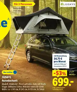 Lidl JUSKYS Autodachzelt Angebot