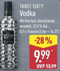 Aldi Nord THREE SIXTY Vodka Angebot