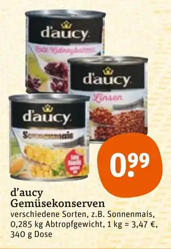 tegut D'aucy Gemüsekonserven 340g Dose Angebot