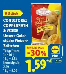 Lidl CONDITOREI COPPENRATH & WIESE Unsere Goldstücke Weizen Brötchen Angebot