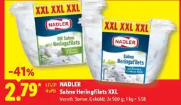 Lidl NADLER Sahne Heringfilets XXL Angebot