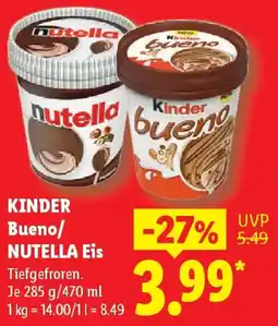 Lidl KINDER Bueno/ NUTELLA Eis Angebot