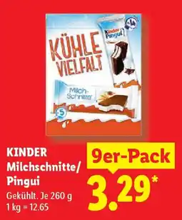 Lidl KINDER Milchschnitte/ Pingui Angebot