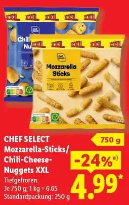 Lidl CHEF SELECT Mozzarella-Sticks/ Chili-Cheese Nuggets XXL Angebot