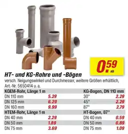 toom Baumarkt HT- und KG-Rohre und -Bögen Angebot