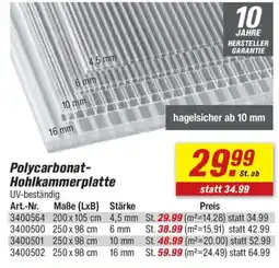 toom Baumarkt Polycarbonat-Hohlkammerplatte Angebot