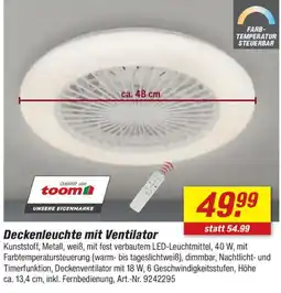 toom Baumarkt Deckenleuchte mit Ventilator Angebot