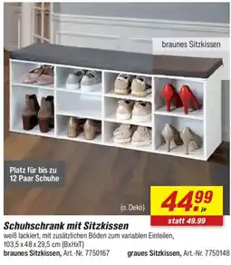 toom Baumarkt Schuhschrank mit Sitzkissen Angebot