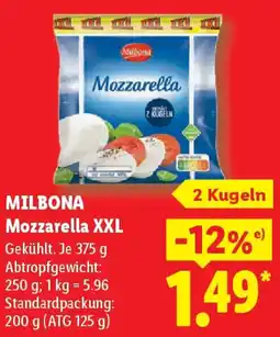 Lidl Milbona Mozzarella XXL Angebot