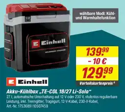 toom Baumarkt Einhell Akku-Kühlbox „TE-COL 18/27 Li-Solo“ Angebot