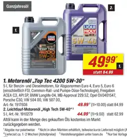 toom Baumarkt Liqui Moly Motorenöl Top Tec 4200 5W-30 Angebot
