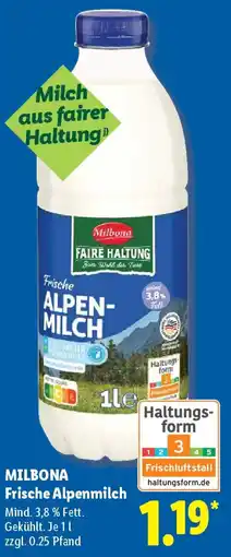 Lidl MILBONA Frische Alpenmilch Angebot