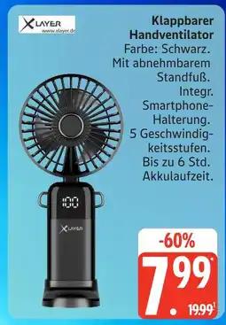 Marktkauf Xlayer klappbarer handventilator Angebot