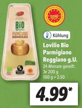 Lidl Lovilio Bio Parmigiano Reggiano g.U 200g Angebot