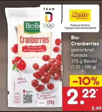 Netto Marken-Discount Bio Cranberries 175 g Beutel Angebot