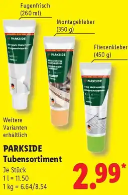 Lidl PARKSIDE Tubensortiment Angebot