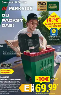 Lidl PARKSIDE Mobile Akku-Kühlbox mit Warmhaltefunktion 20 V Angebot