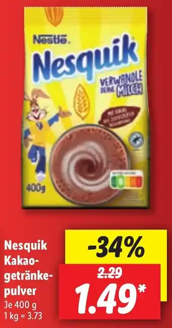 Lidl Nesquik Kakaogetränkepulver 400g Angebot