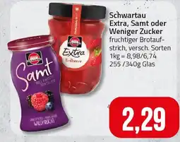 Ihr Frischmarkt Schwartau Extra, Samt oder Weniger Zucker fruchtiger Brotaufstrich Angebot