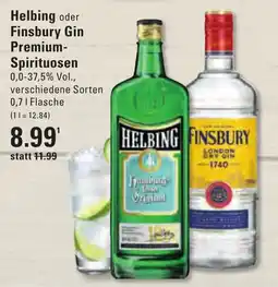 Meyer's Frischemarkt Helbing oder Finsbury Gin Premium-Spirituosen Angebot
