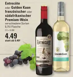 Meyer's Frischemarkt Entrecôte oder Golden Kaan französischer oder südafrikanischer Premium-Wein Angebot