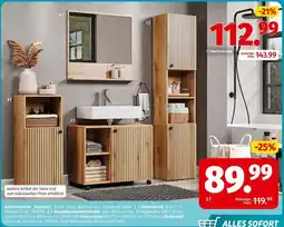 Segmüller Badmöbelserie "Purebliss" Evoke Eiche Melamin mit schwarzen Rillen Angebot