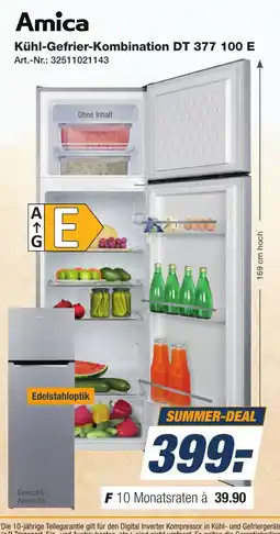 Expert Technomarkt Amica Kühl-Gefrier-Kombination DT 377 100 E Angebot