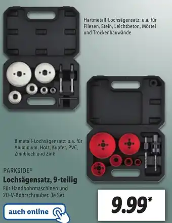 Lidl Parkside Lochsägensatz, 9 teilig Angebot