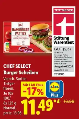 Lidl CHEF SELECT Burger Scheiben Angebot