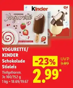 Lidl YOGURETTE/ KINDER Schokolade Stieleis Angebot