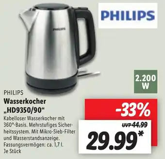 Lidl Philips Wasserkocher HD9350/90 Angebot