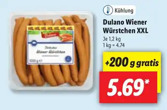 Lidl Dulano Wiener Würstchen XXL 1,2kg Angebot