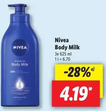 Lidl Nivea Body Milk 625ml Angebot