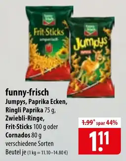 Famila Nord Ost Jumpys, Paprika Ecken, Ringli Paprika, Zwiebli-Ringe, Frit-Sticks, Cornados Angebot
