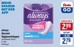Famila Nord Ost always discreet Hygieneeinlagen Angebot