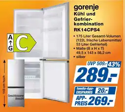 Famila Nord Ost gorenje Kühl und Gefrier-kombination RK14CPS4 Angebot