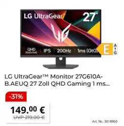 MediaMarkt LG UltraGear™ Monitor 27G610A-B.AEUQ 27 Zoll QHD Gaming 1 ms... Angebot