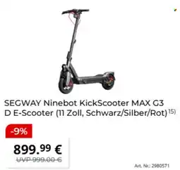 MediaMarkt SEGWAY Ninebot KickScooter MAX G3 D E-Scooter Angebot