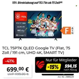 MediaMarkt TCL 75P7K QLED Google TV Angebot