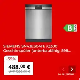 MediaMarkt SIEMENS SN43ES04TE iQ300 Geschirrspüler Angebot